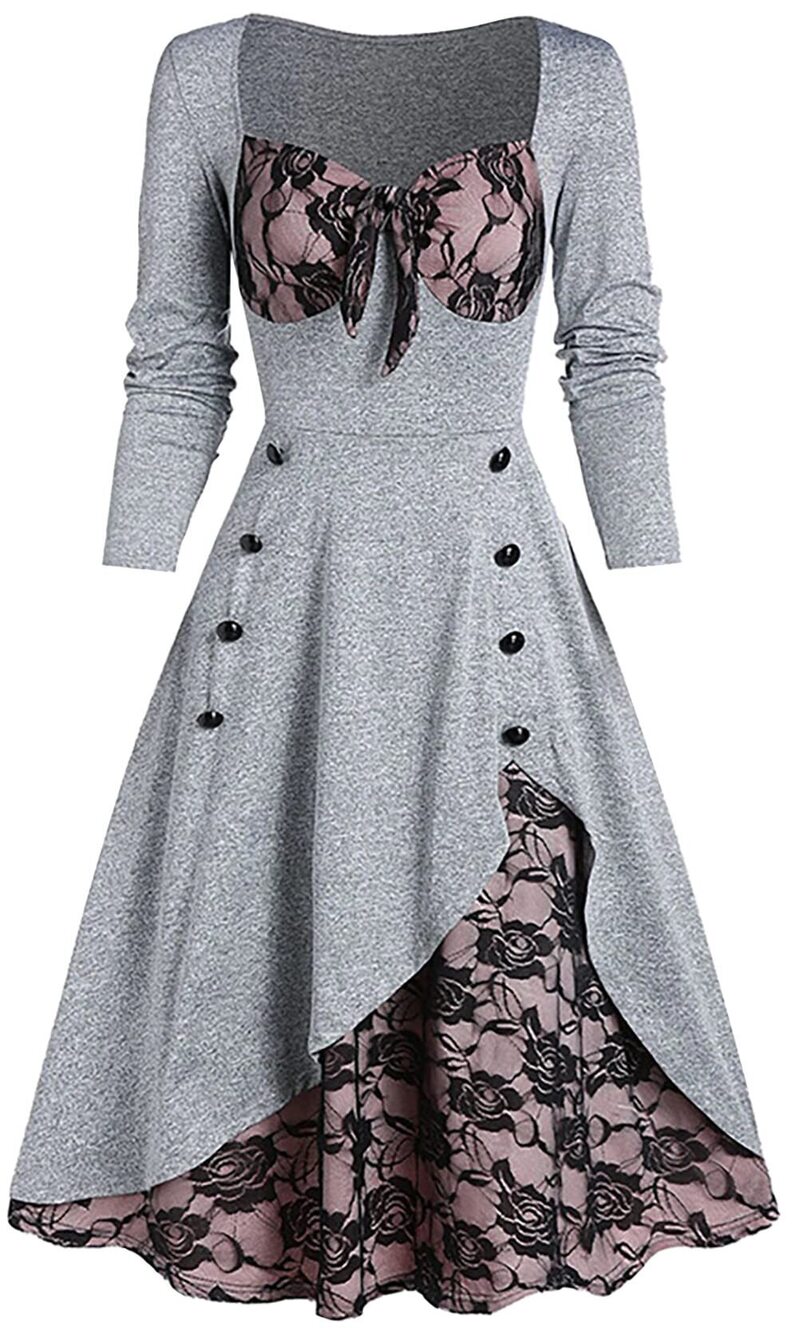 2968 Gothic Dress Steampunk Vintage Tea Dress Halloween Party Dresses Long